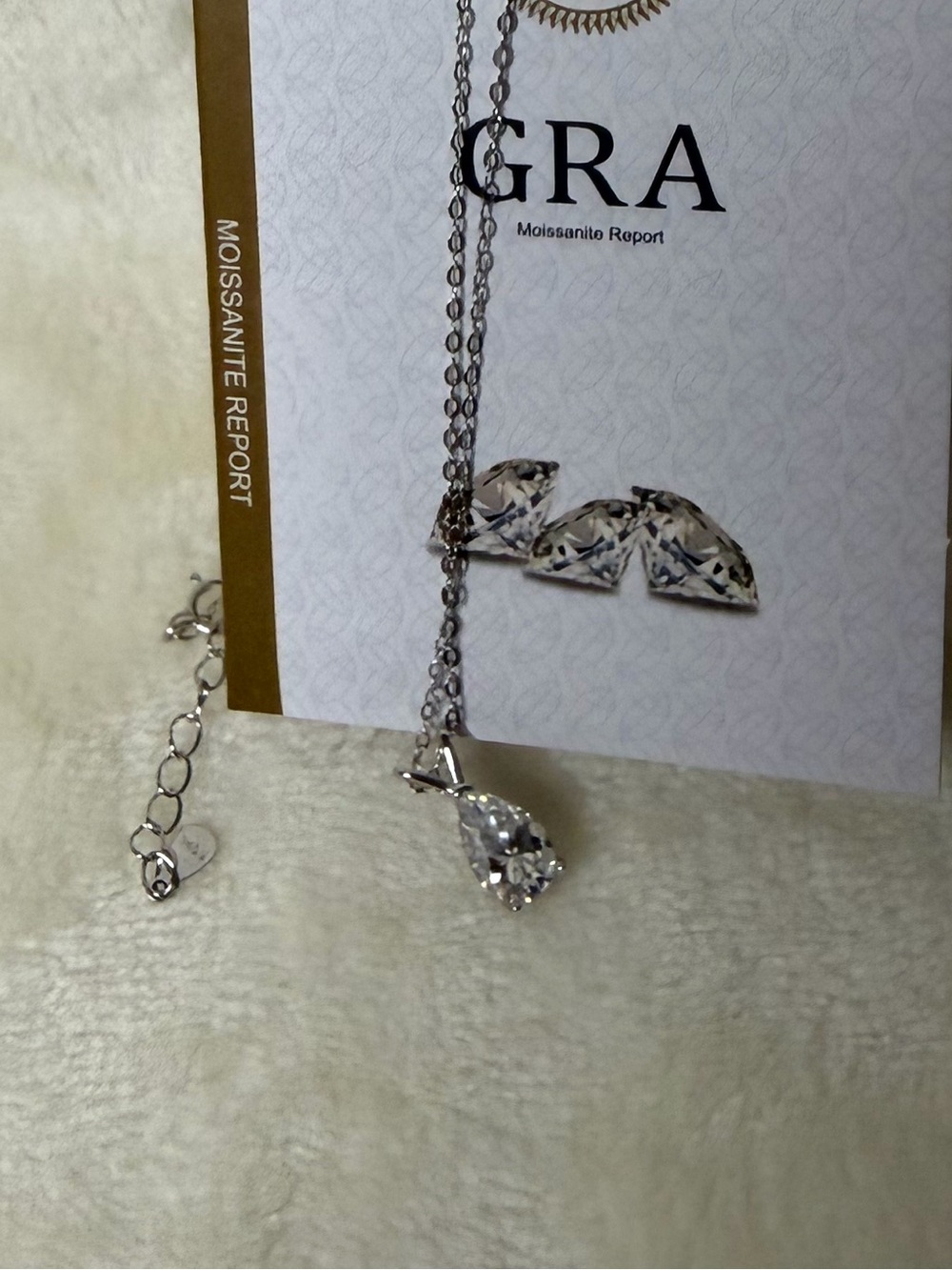 Silver 925 Necklace with Clear Moissanite Pendant 1.5ct